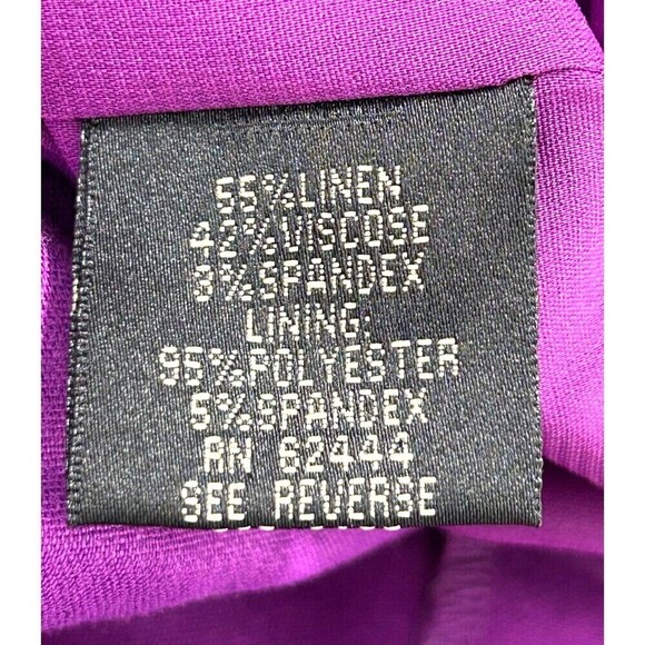 Artelier Nicole Miller Dress Women 12 Linen Purple Surplice Ruched Bodycon Tank - Picture 11 of 12